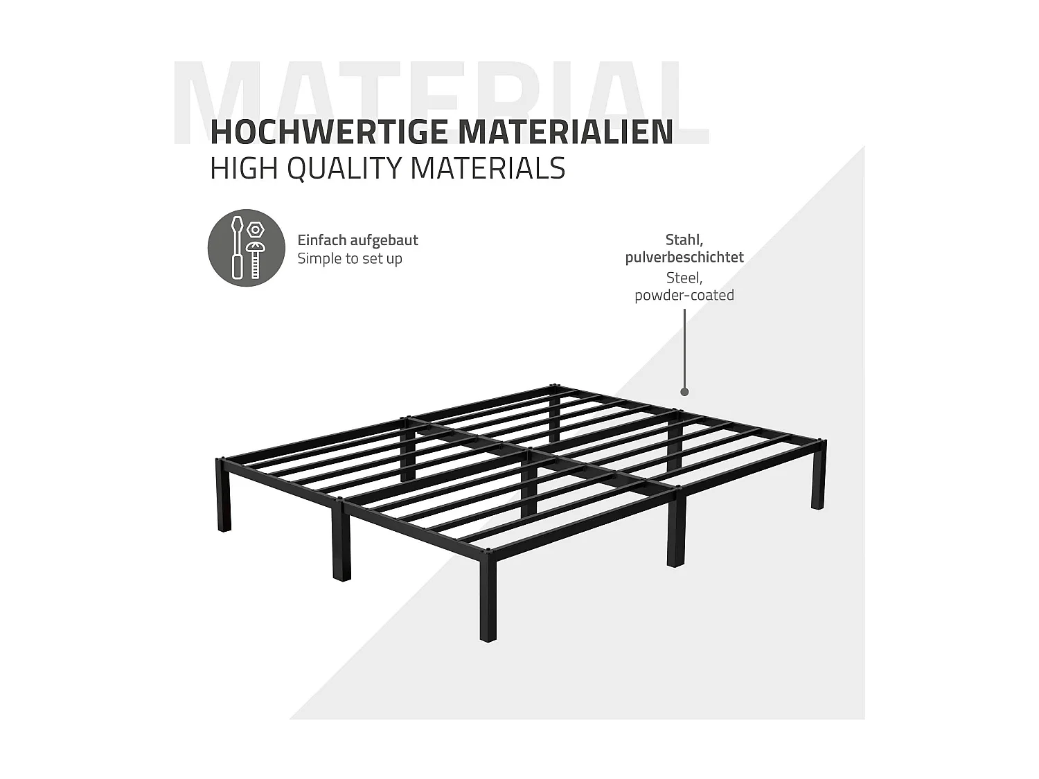 Struttura letto in acciaio nero rete a doghe camera da letto moderna ML-DESIGN