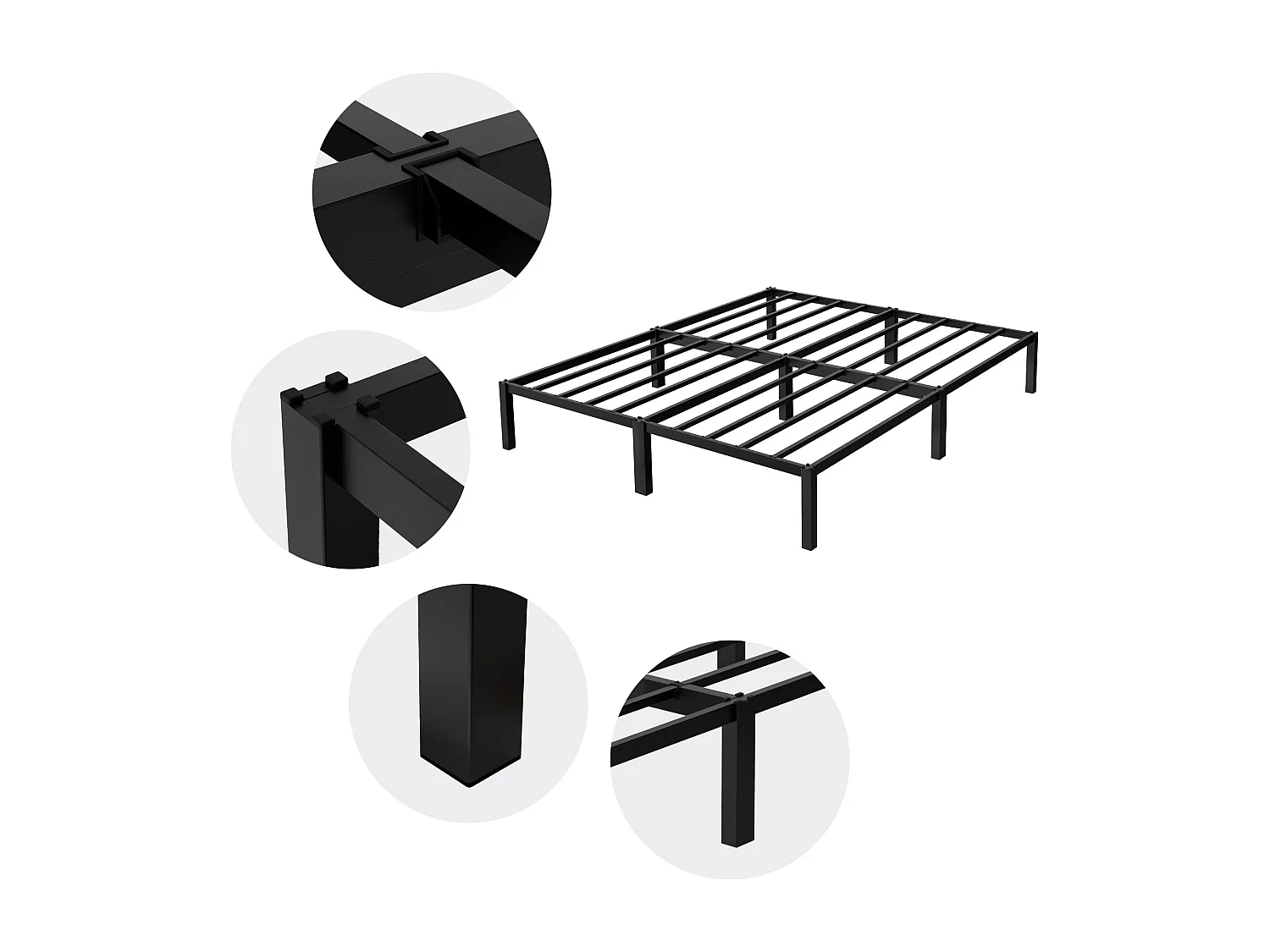 Struttura letto in acciaio nero rete a doghe camera da letto moderna ML-DESIGN