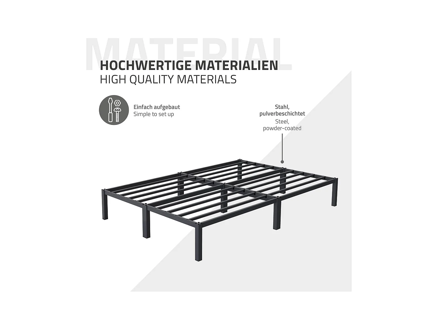 Cadre de lit en acier sommier à lattes anthracite 140 x 200 cm ML-DESIGN