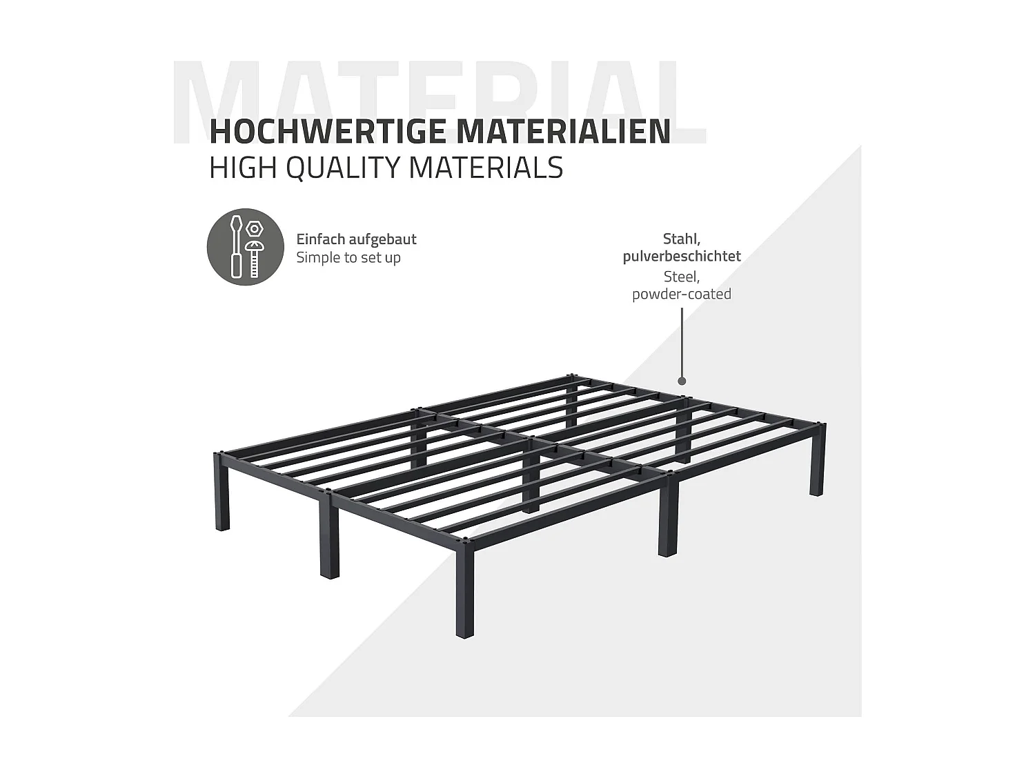 Cadre de lit en acier sommier à lattes anthracite 140 x 200 cm ML-DESIGN