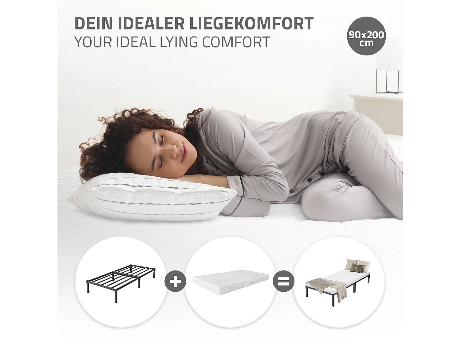 Rete in acciaio a doghe antracite camera da letto 90 x 200 cm ML-DESIGN