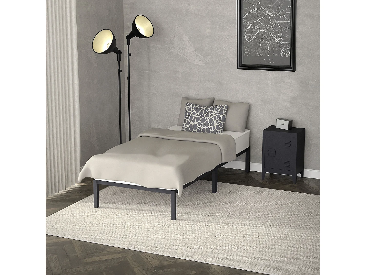 Rete in acciaio a doghe antracite camera da letto 90 x 200 cm ML-DESIGN