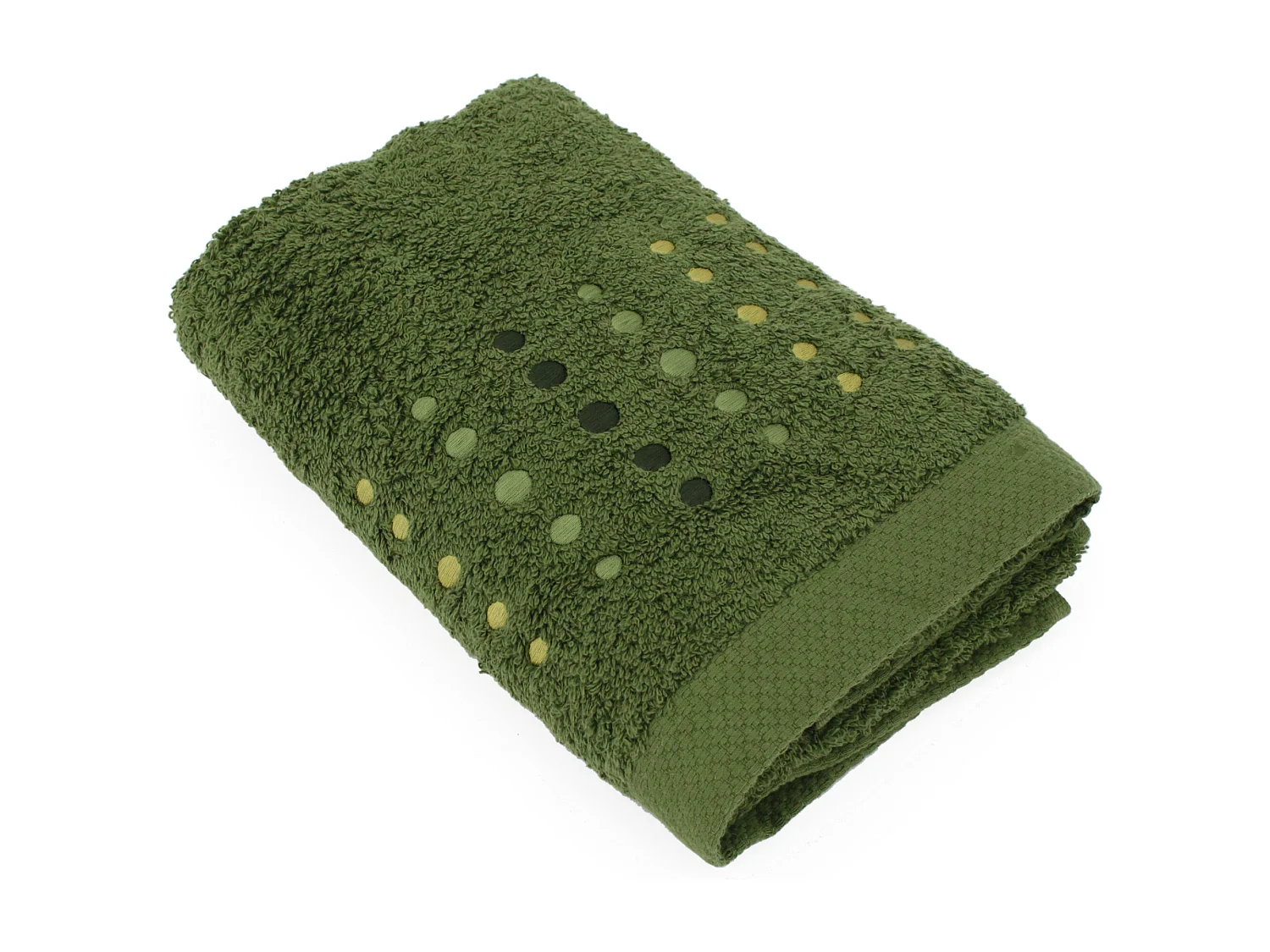 Serviette de toilette 50x100 cm coton 550 g/m2 PURE POINTS Vert Kaki
