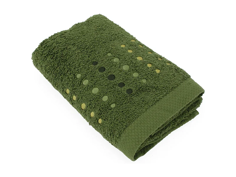 Serviette de toilette 50x100 cm coton 550 g/m2 PURE POINTS Vert Kaki