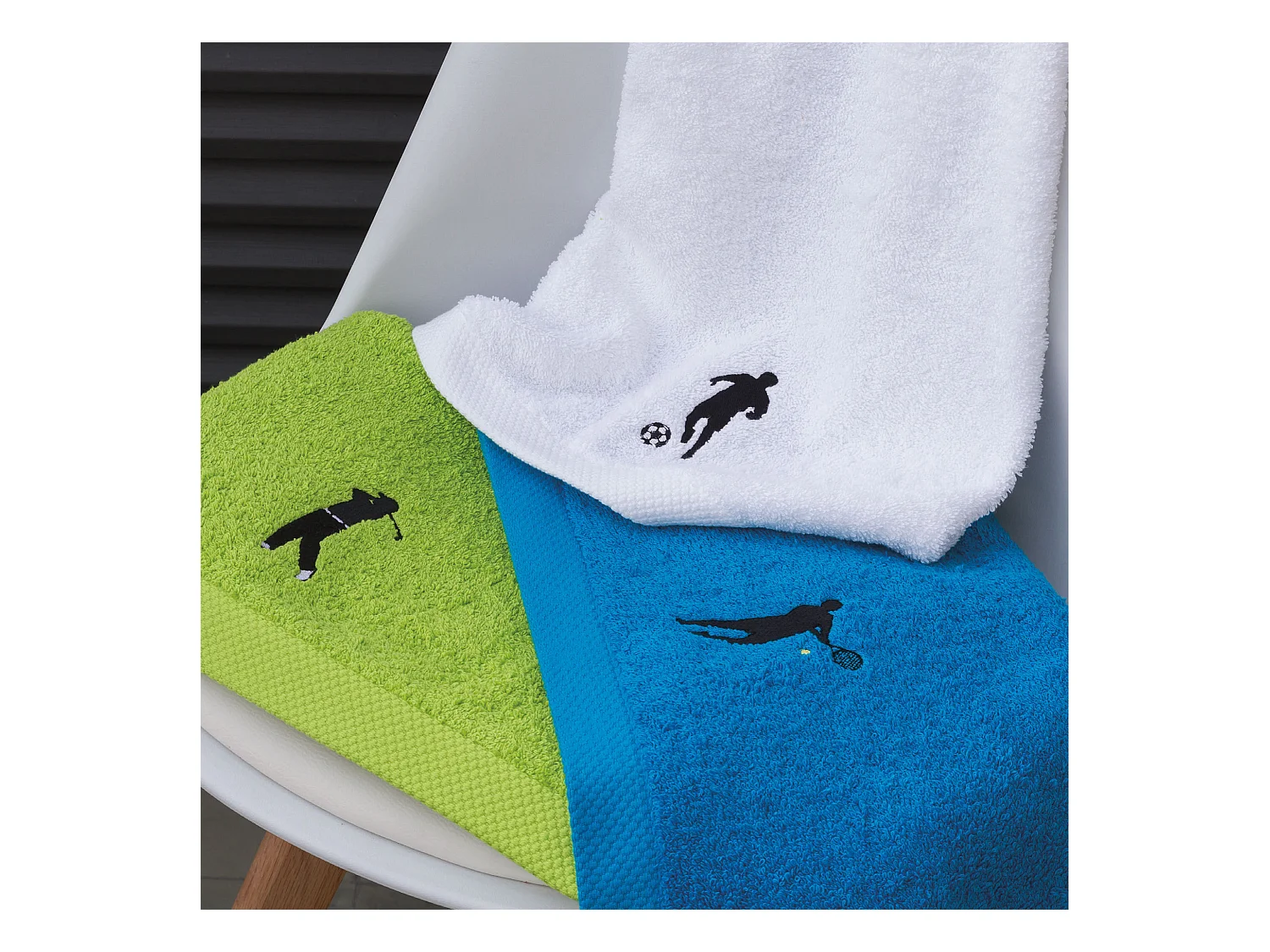 Drap de douche 70x140 cm coton 550 g/m2 PURE FOOTBALL Bleu Turquoise