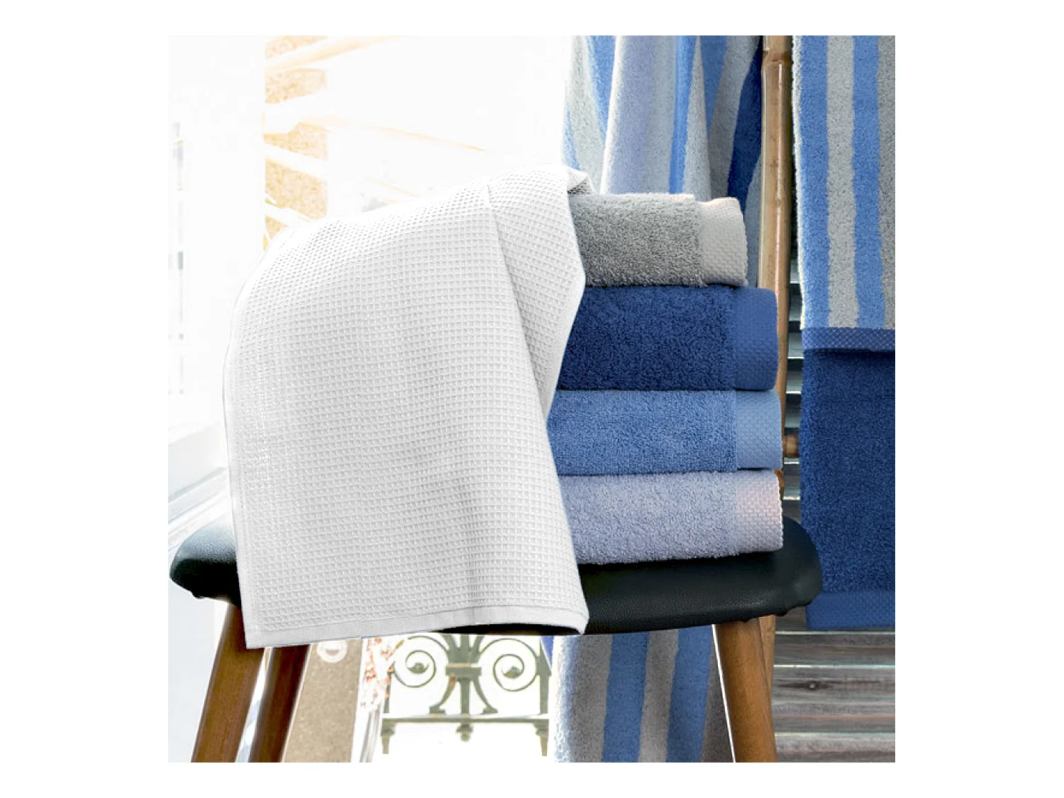 Drap de bain 90x160 cm nid d'abeille PURE WAFFLE 300 g/m² blanc