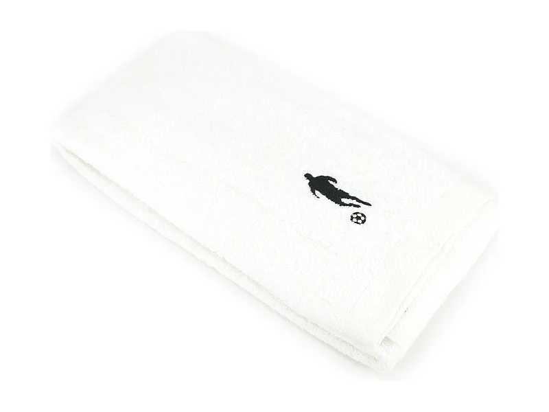 Drap de douche 70x140 cm coton 550 g/m2 PURE FOOTBALL Blanc