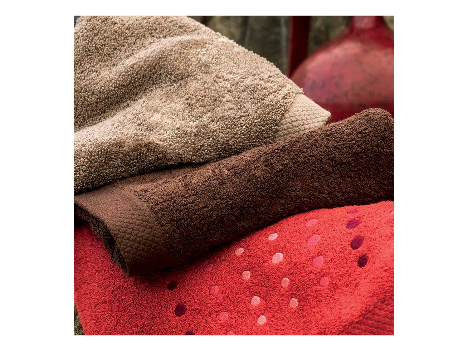 Drap de douche 70x140 cm coton 550 g/m2 PURE POINTS Rouge