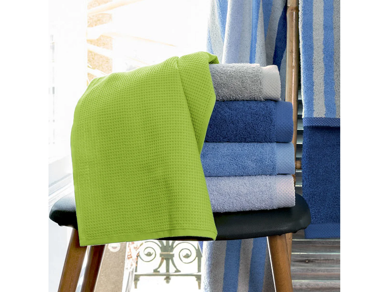 Drap de bain 90x160 cm nid d'abeille PURE WAFFLE 300 g/m² pistache