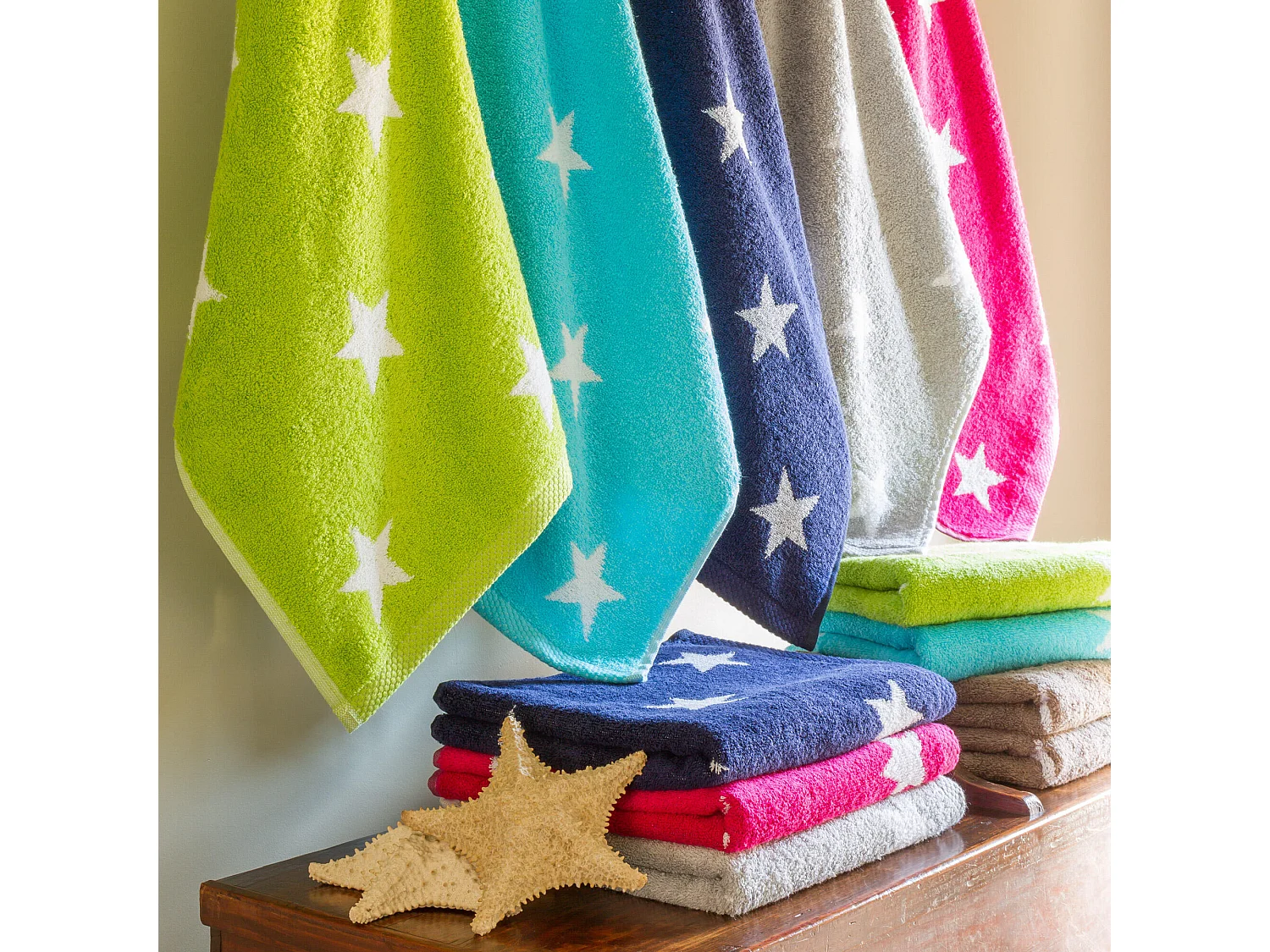 Drap de douche 70x140 cm coton 480 g/m2 STARS Marron