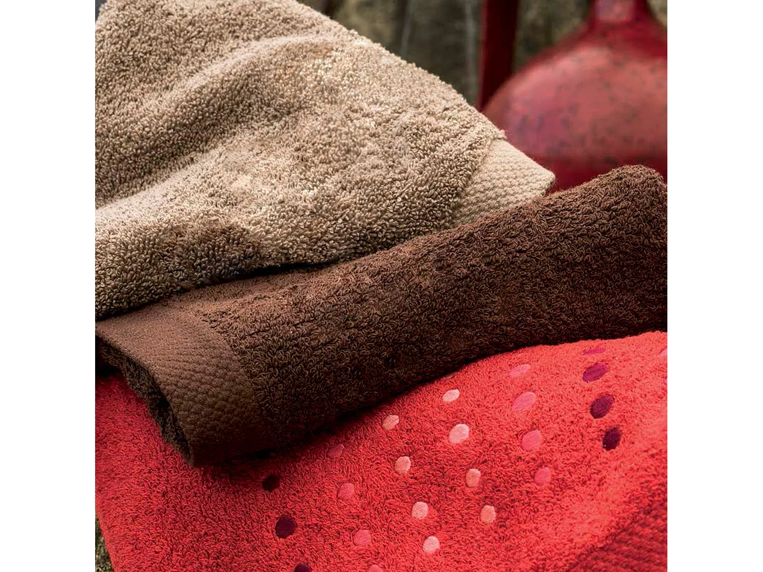 Drap de bain 100x150 cm coton 550 g/m2 PURE POINTS Rouge