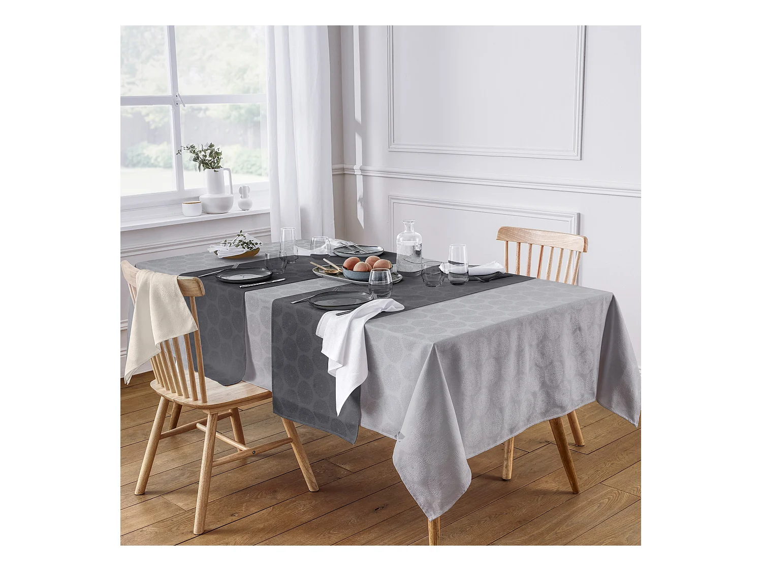 Lot de 2 sets de table 35x45 cm HÉLIOS Ecru coton + enduction acrylique