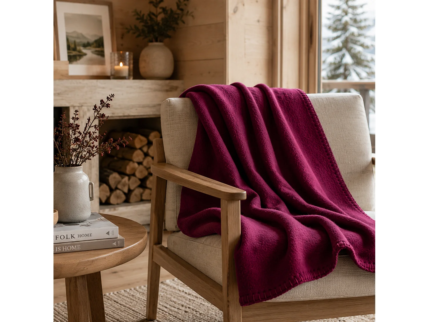 Plaid polaire Uno violet Prune 130x170 cm