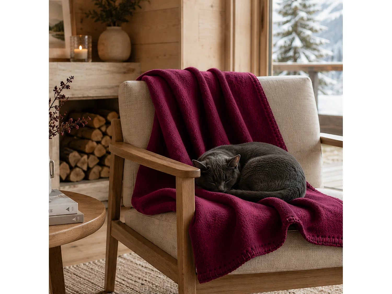 Plaid polaire Uno violet Prune 130x170 cm