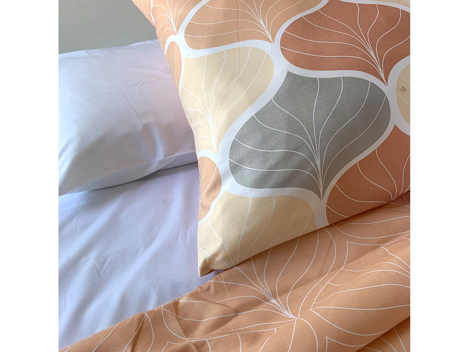 Parure de lit 260x240 cm microfibre PALMIS beige Nude