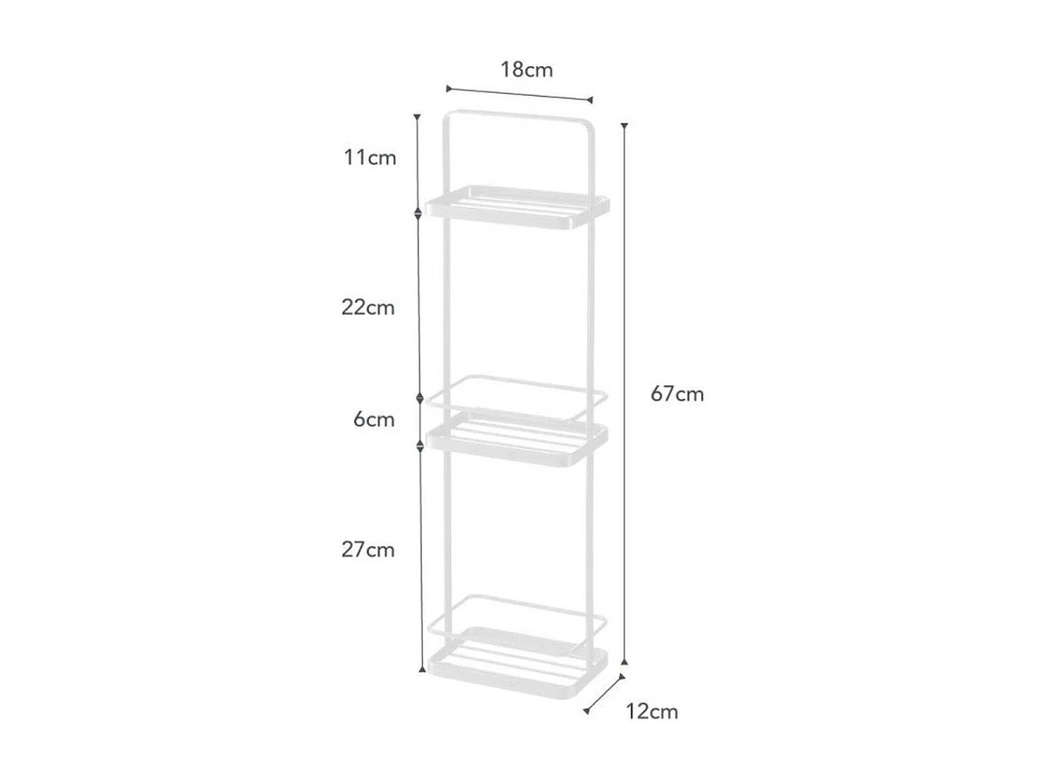 Etagère de salle de bain à 3 niveaux - H67 cm