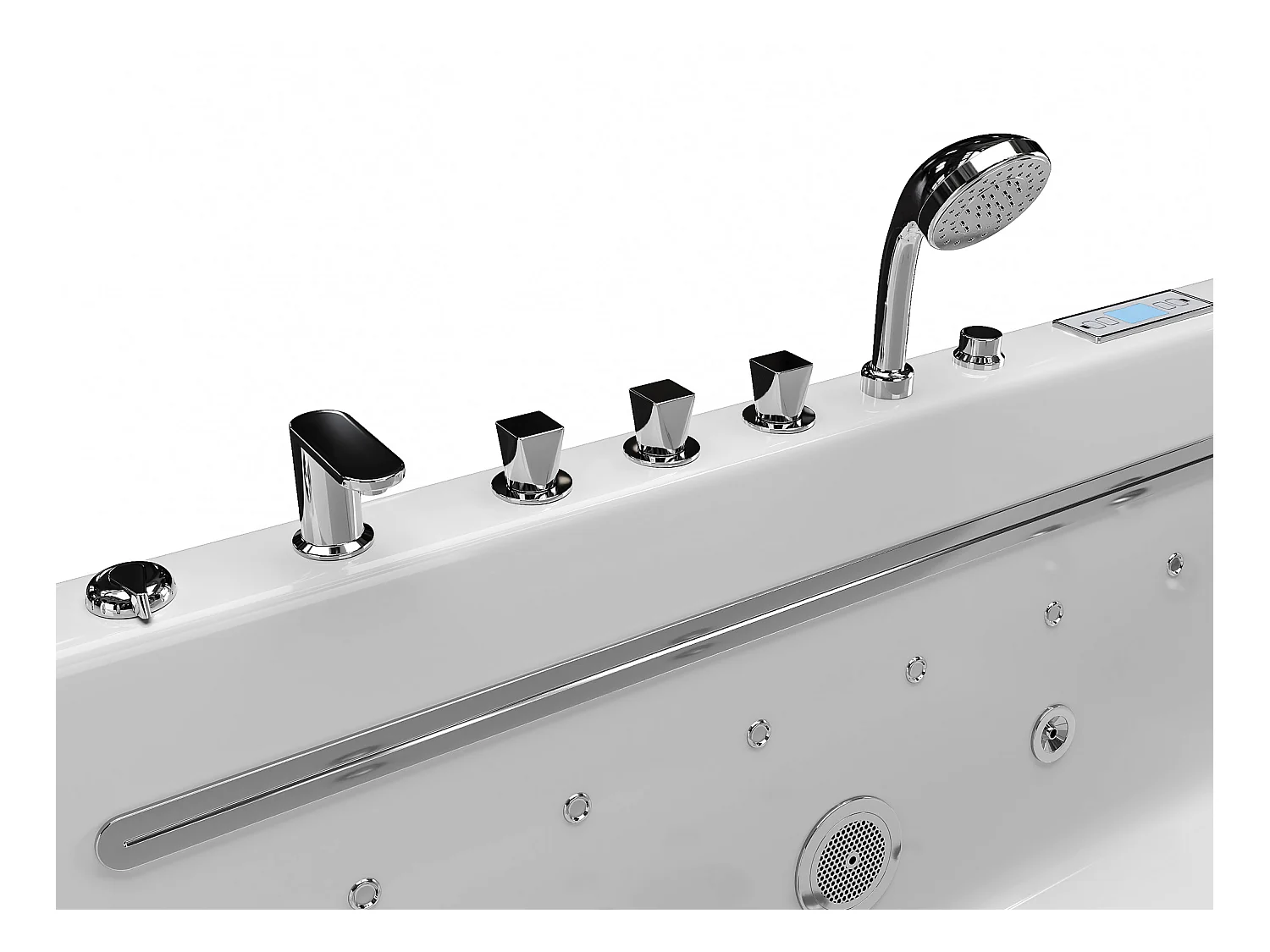 Bañera de hidromasaje semi-exenta blanco - 1 plaza - 470 L - 170 x 75 cm - KIRANA