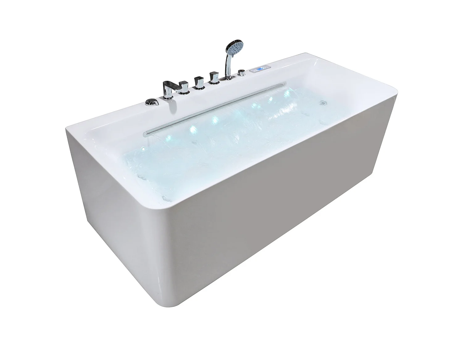 Baignoire balnéo semi-ilot blanche - 1 place - 470 L - 170 x 75 cm - KIRANA