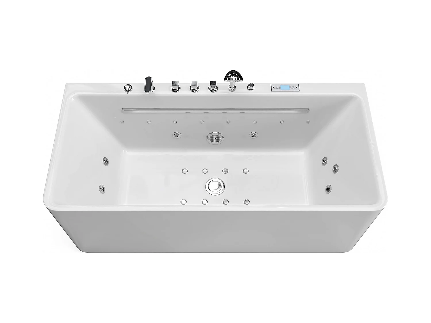 Baignoire balnéo semi-ilot blanche - 1 place - 470 L - 170 x 75 cm - KIRANA