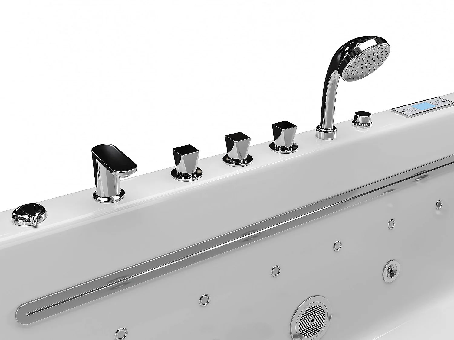 Baignoire balnéo semi-ilot blanche - 1 place - 470 L - 170 x 75 cm - KIRANA