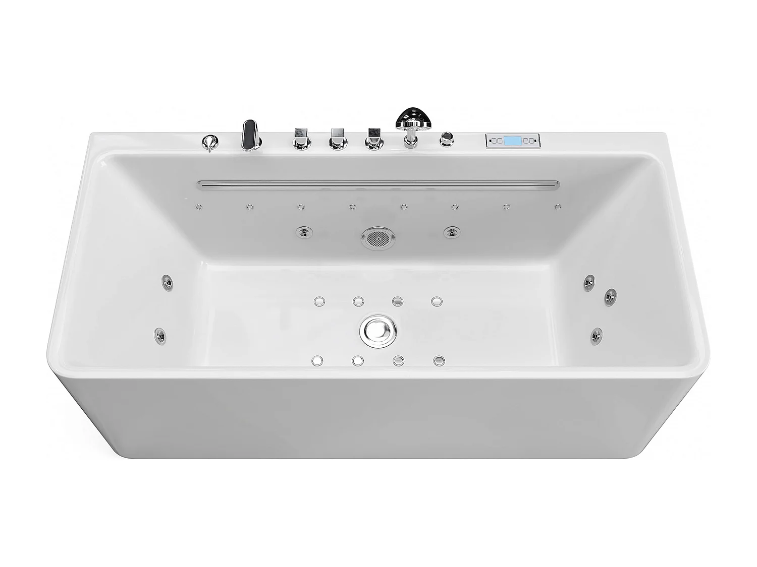 Baignoire balnéo semi-ilot blanche - 1 place - 470 L - 170 x 75 cm - KIRANA