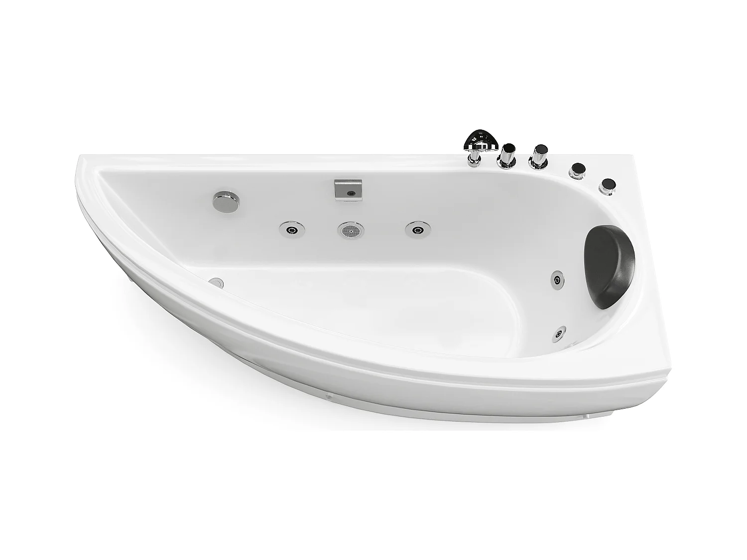 Bañera de hidromasaje asimétrica blanco - 1 plaza - 160 x 75 cm - Ángulo recto - TABANA