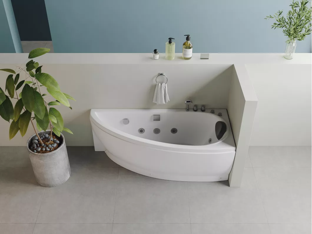 Kauf Unique Whirlpool-Badewanne asymmetrisch - Weiß - 1 Person - 160 x 75 cm - Ecke rechts - TABANA