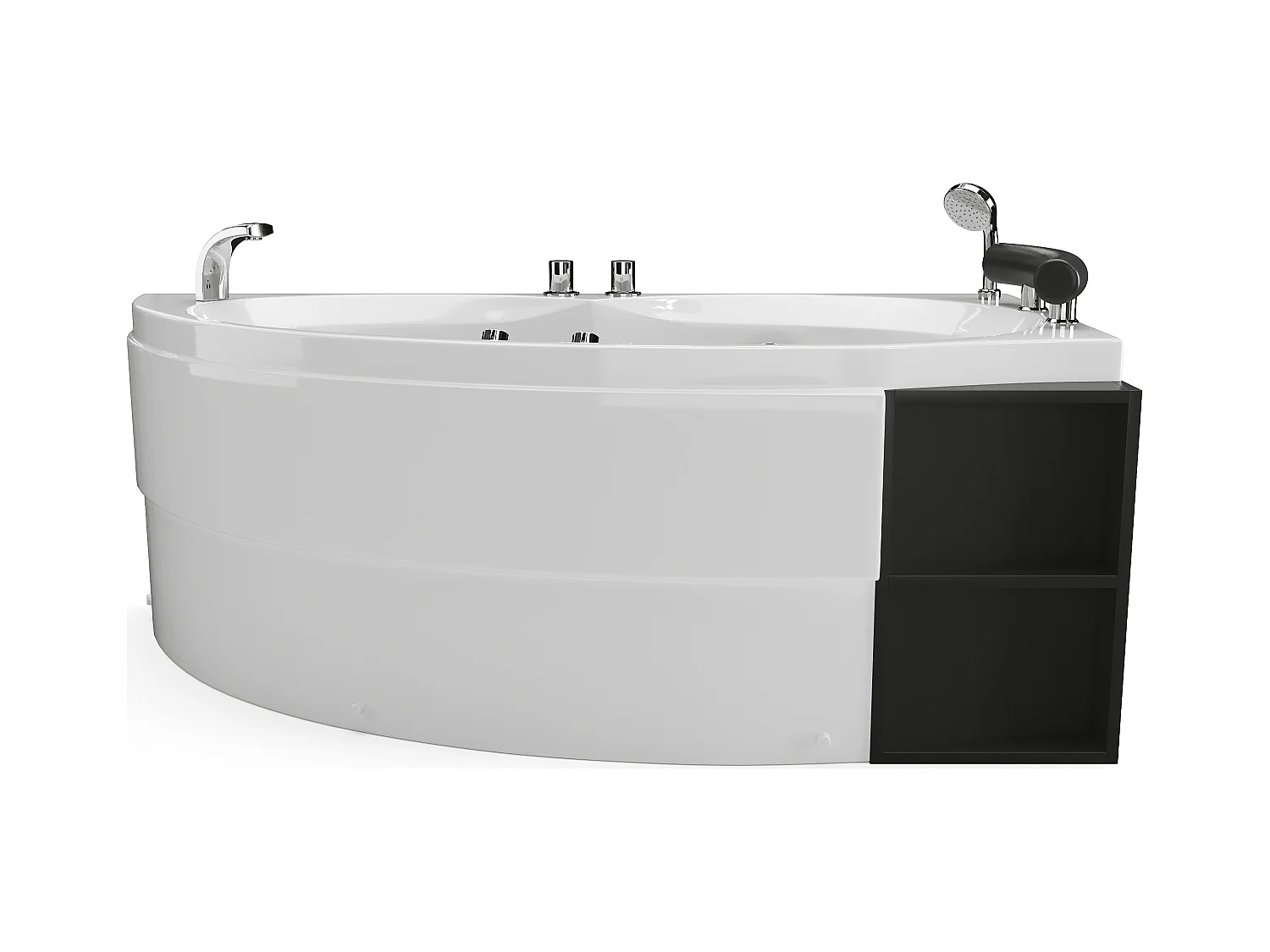 Whirlpool-Badewanne asymmetrisch - Weiß - Mit Ablagefächern - 1 Person - 150 x 100 cm - Ecke rechts - LUANA