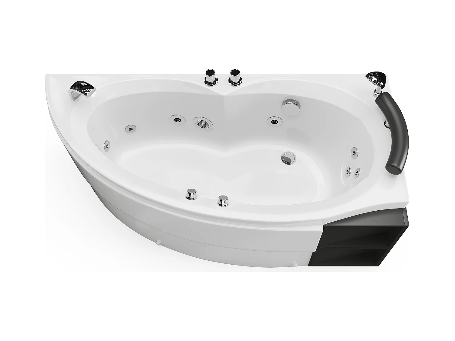 Whirlpool-Badewanne asymmetrisch - Weiß - Mit Ablagefächern - 1 Person - 150 x 100 cm - Ecke rechts - LUANA