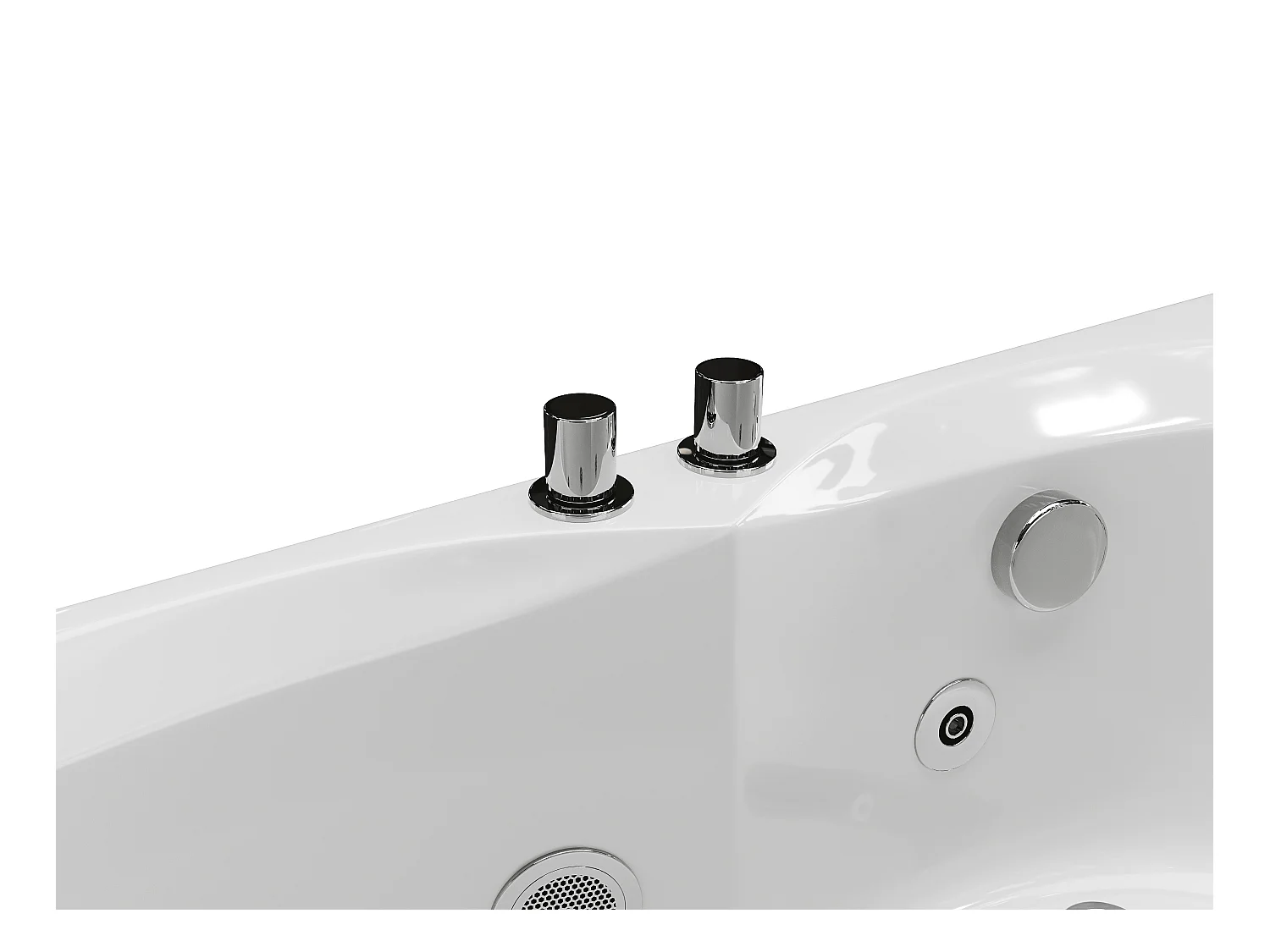 Whirlpool-Badewanne asymmetrisch - Weiß - Mit Ablagefächern - 1 Person - 150 x 100 cm - Ecke rechts - LUANA