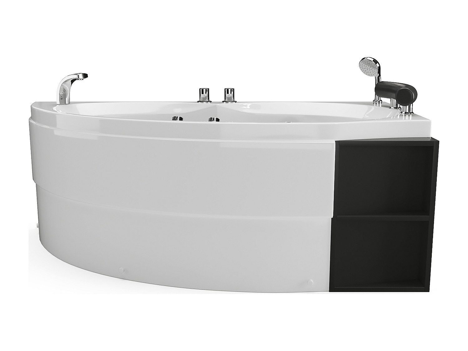 Whirlpool-Badewanne asymmetrisch - Weiß - Mit Ablagefächern - 1 Person - 15 günstig online kaufen