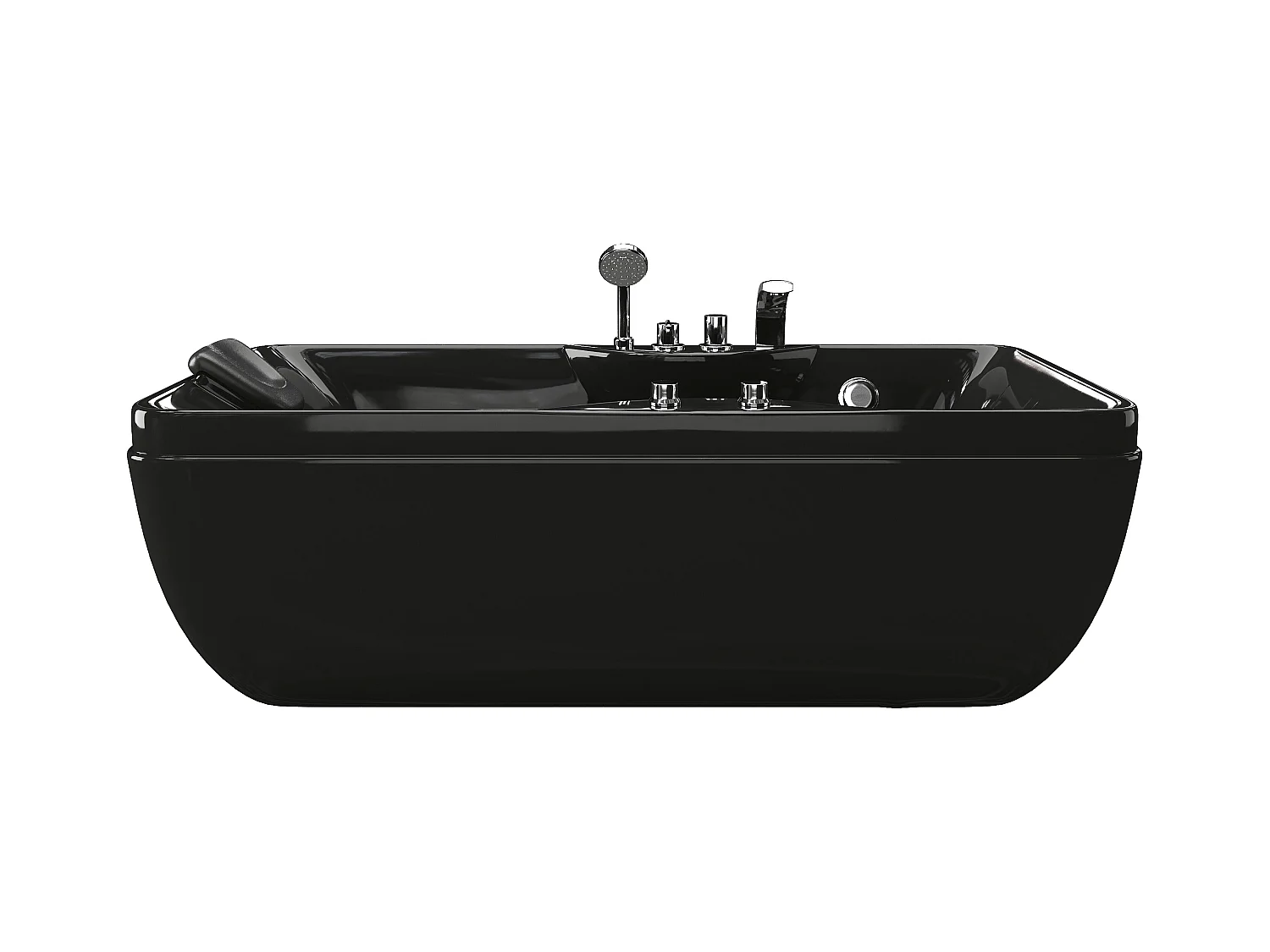 Baignoire balnéo noire - 1 place - 140L - 150 x 75 x 54,5 cm - Angle droit - GAVINO