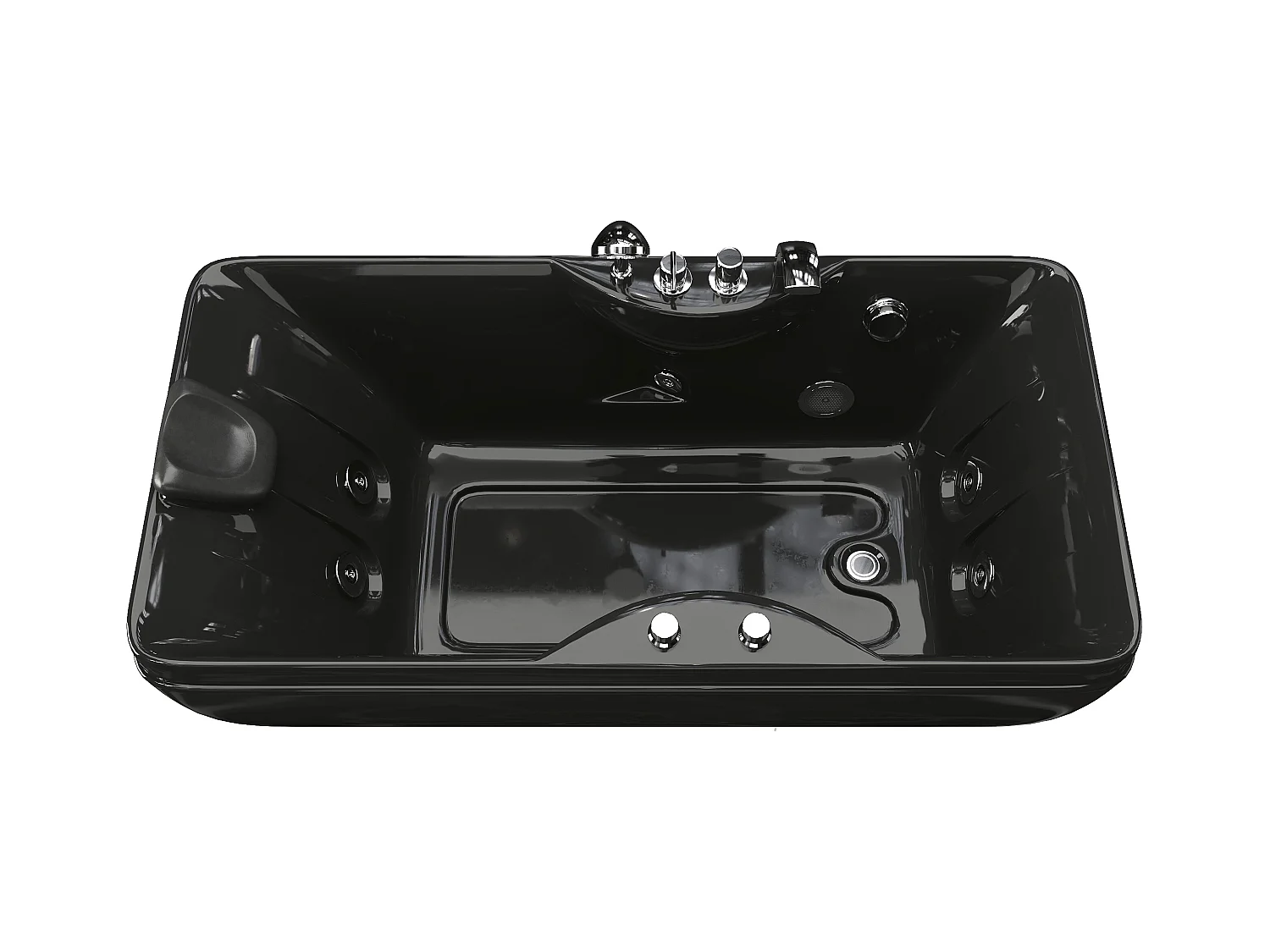 Baignoire balnéo noire - 1 place - 140L - 150 x 75 x 54,5 cm - Angle droit - GAVINO