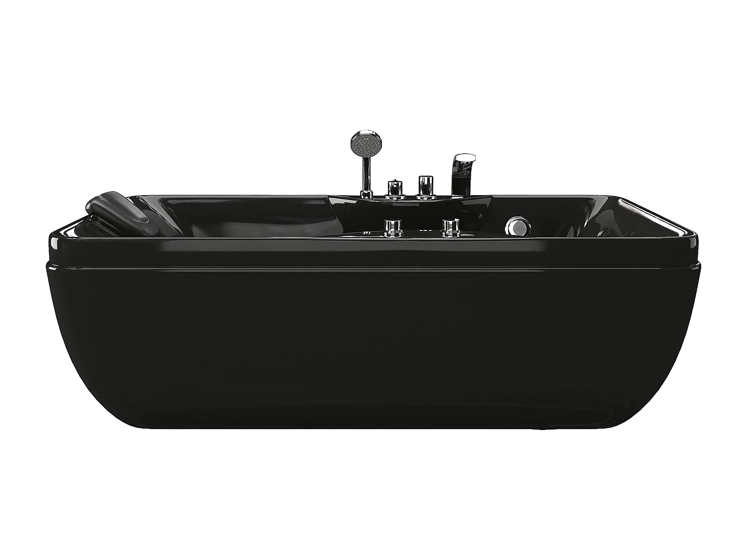 Baignoire balnéo noire - 1 place - 140L - 150 x 75 x 54,5 cm - Angle droit - GAVINO