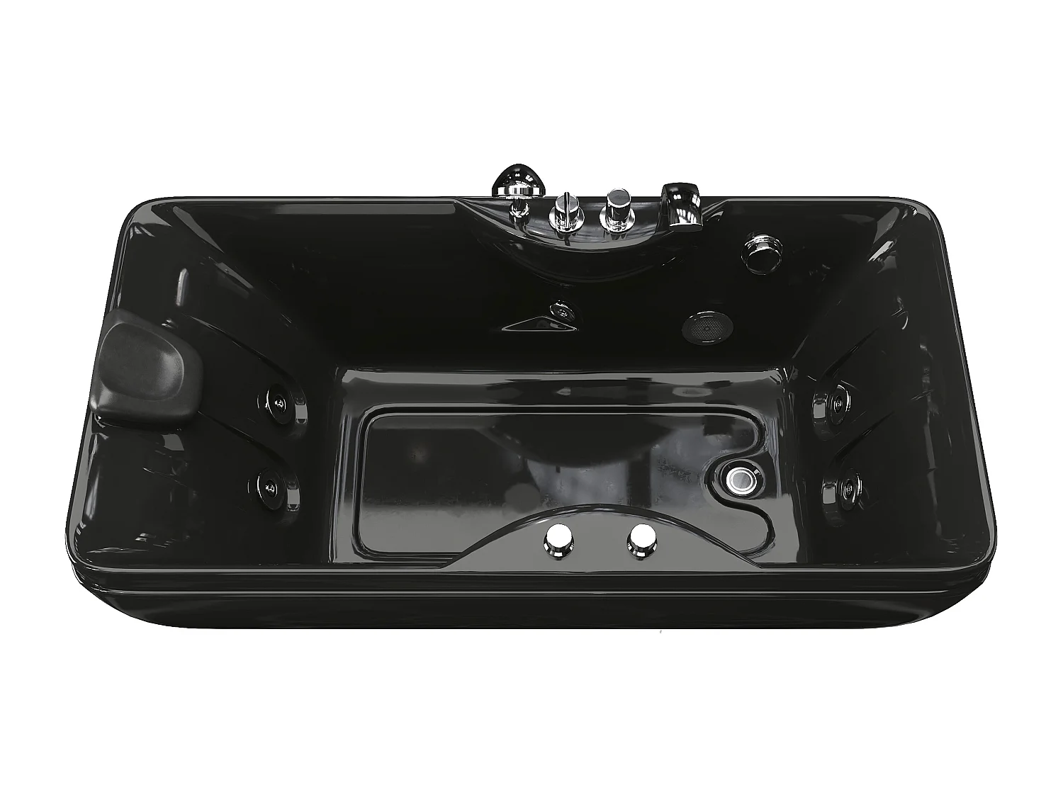 Baignoire balnéo noire - 1 place - 140L - 150 x 75 x 54,5 cm - Angle droit - GAVINO