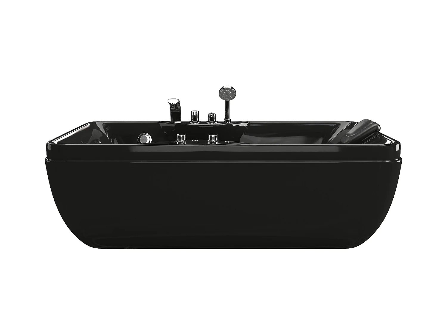 Baignoire balnéo noire - 1 place - 140L - 150 x 75 x 54,5 cm - Angle gauche - GAVINO