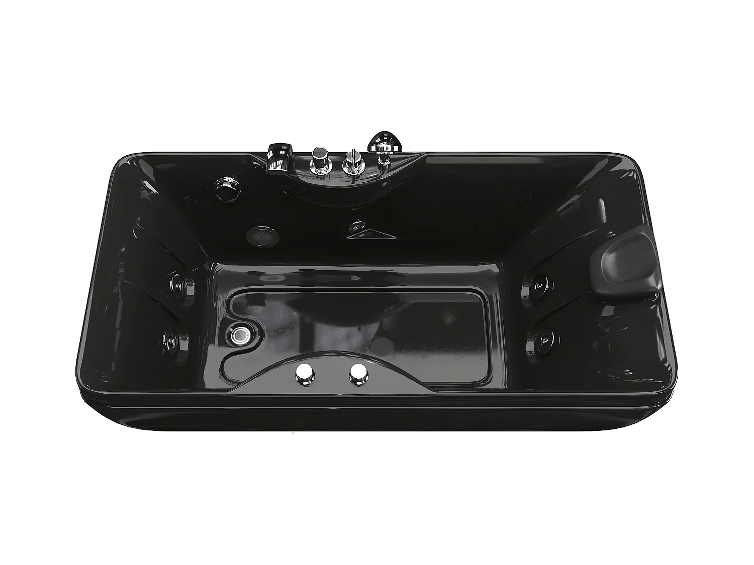 Baignoire balnéo noire - 1 place - 140L - 150 x 75 x 54,5 cm - Angle gauche - GAVINO