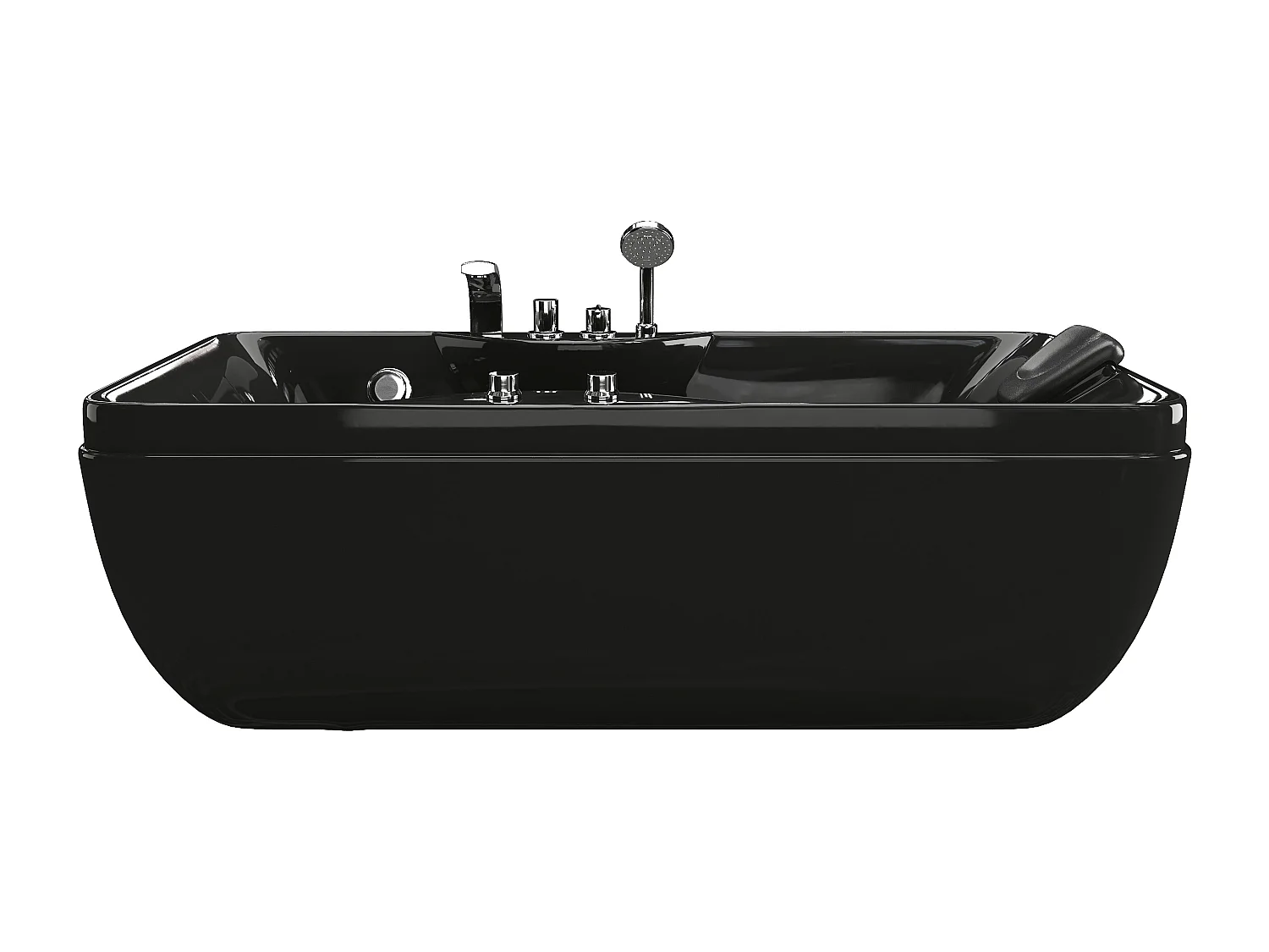 Zwart bubbelbad - 1 plaats - 140L - 150 x 75 x 54,5 cm - Hoek links - GAVINO