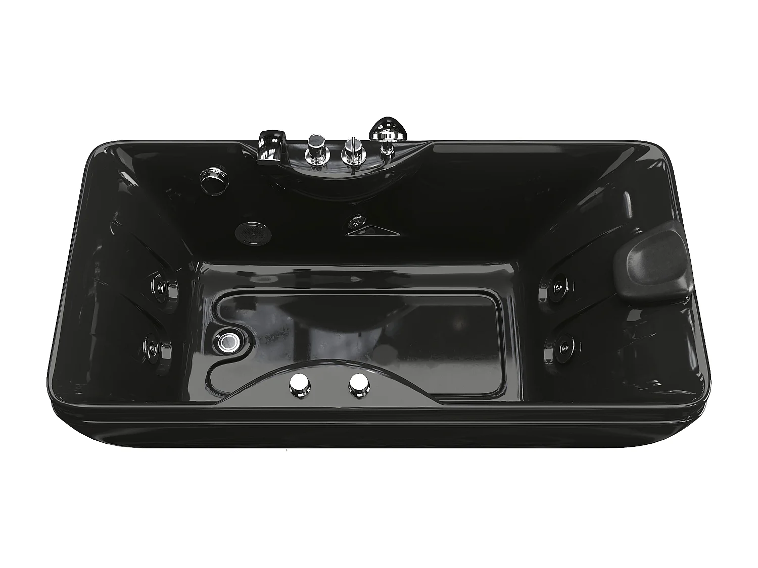 Zwart bubbelbad - 1 plaats - 140L - 150 x 75 x 54,5 cm - Hoek links - GAVINO