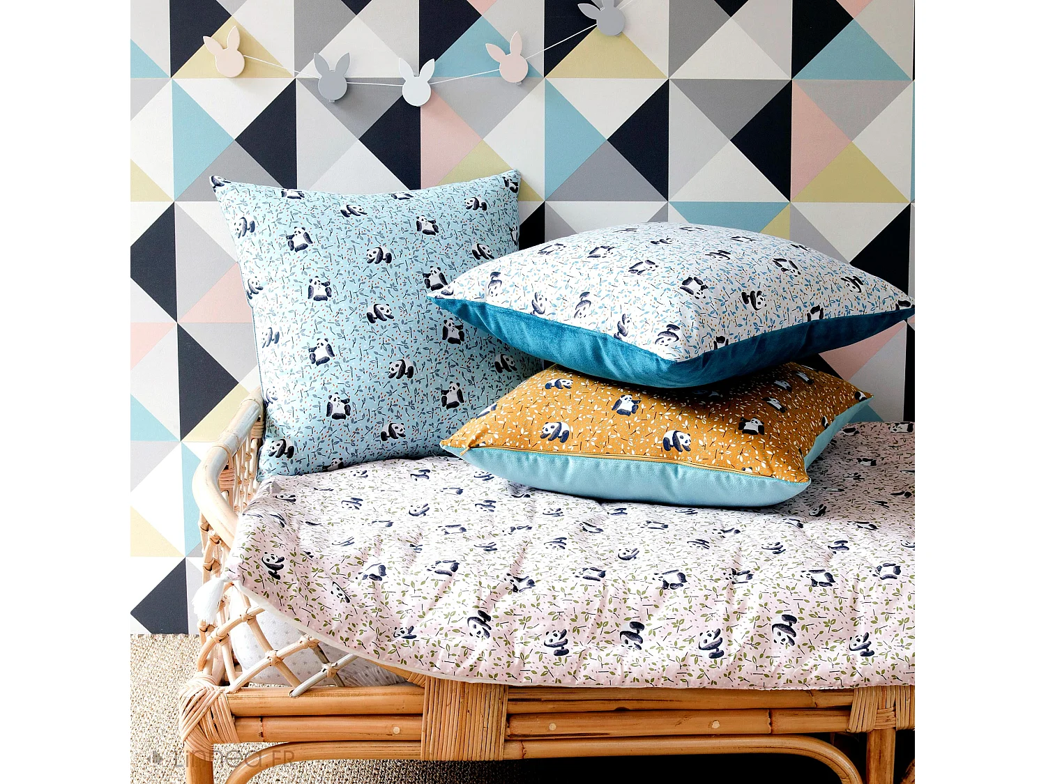 Housse de coussin 45x70 cm TAO bleu Céladon