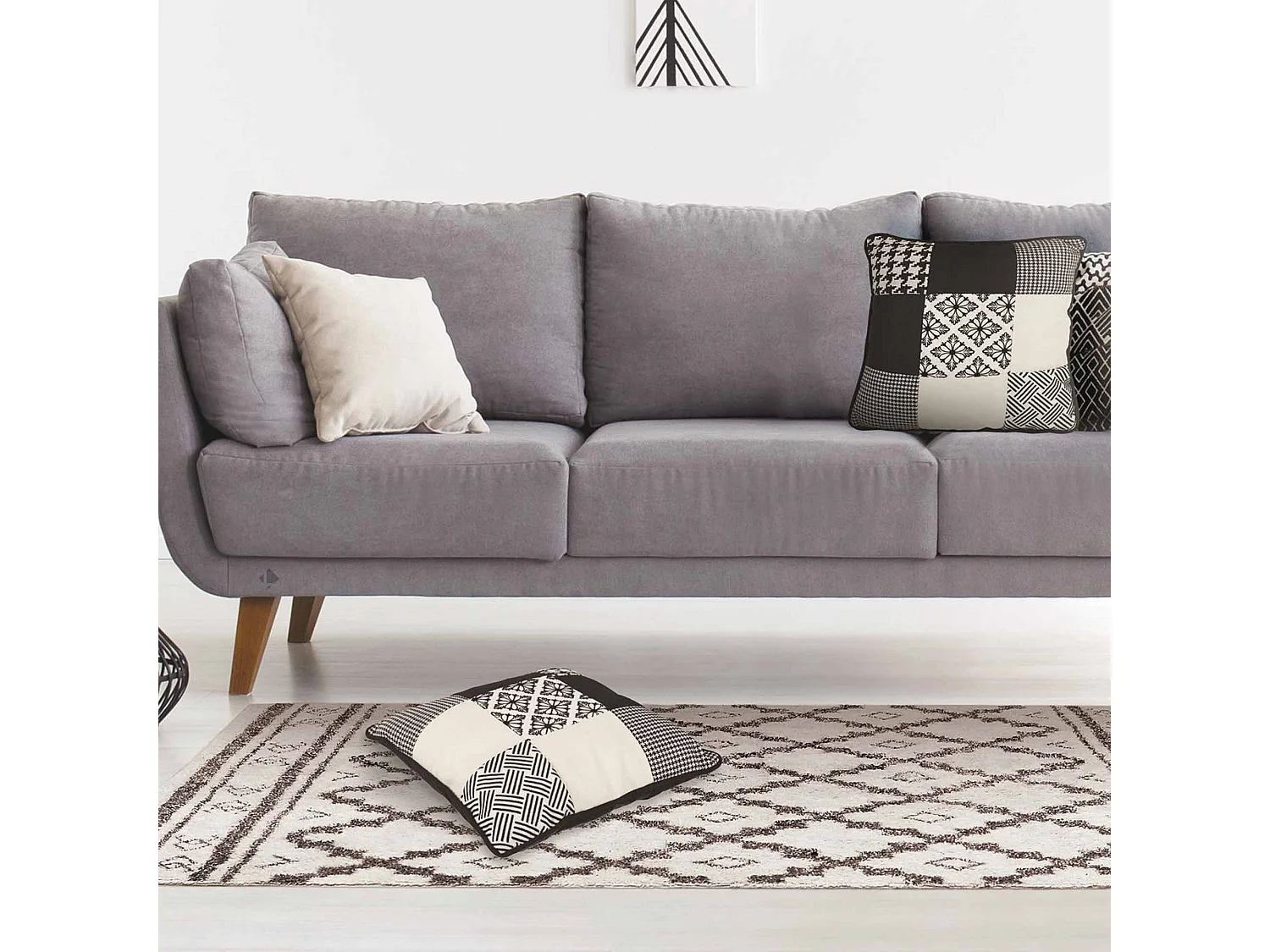 Coussin patchwork 40x40 cm MILANO Noir/Blanc