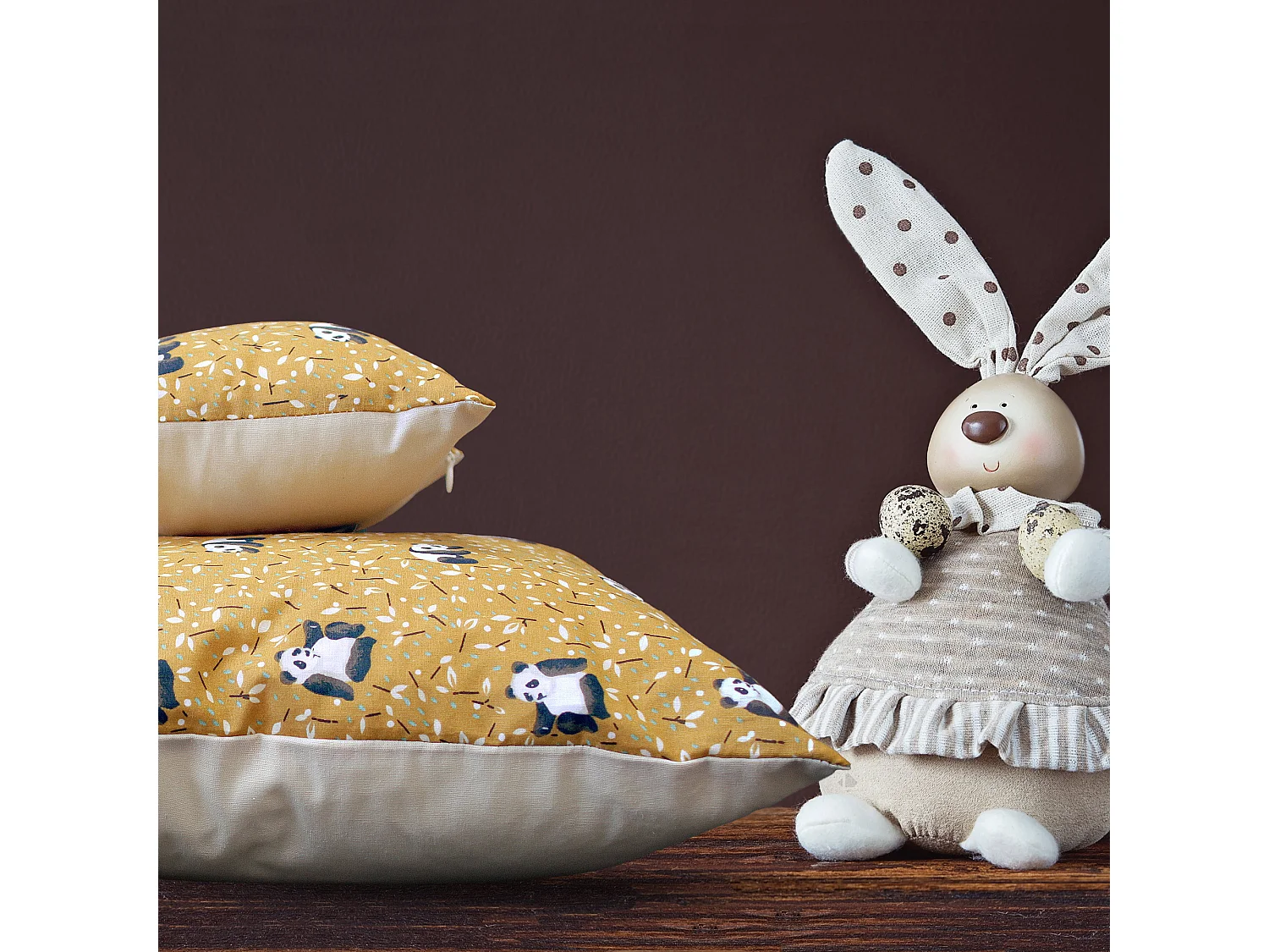 Housse de coussin 40x60 cm TAO marron Cacahuète