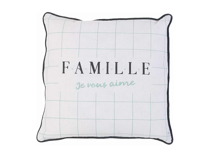 Coussin 40x40 cm EN FAMILLE Noir/Blanc Je vous aime