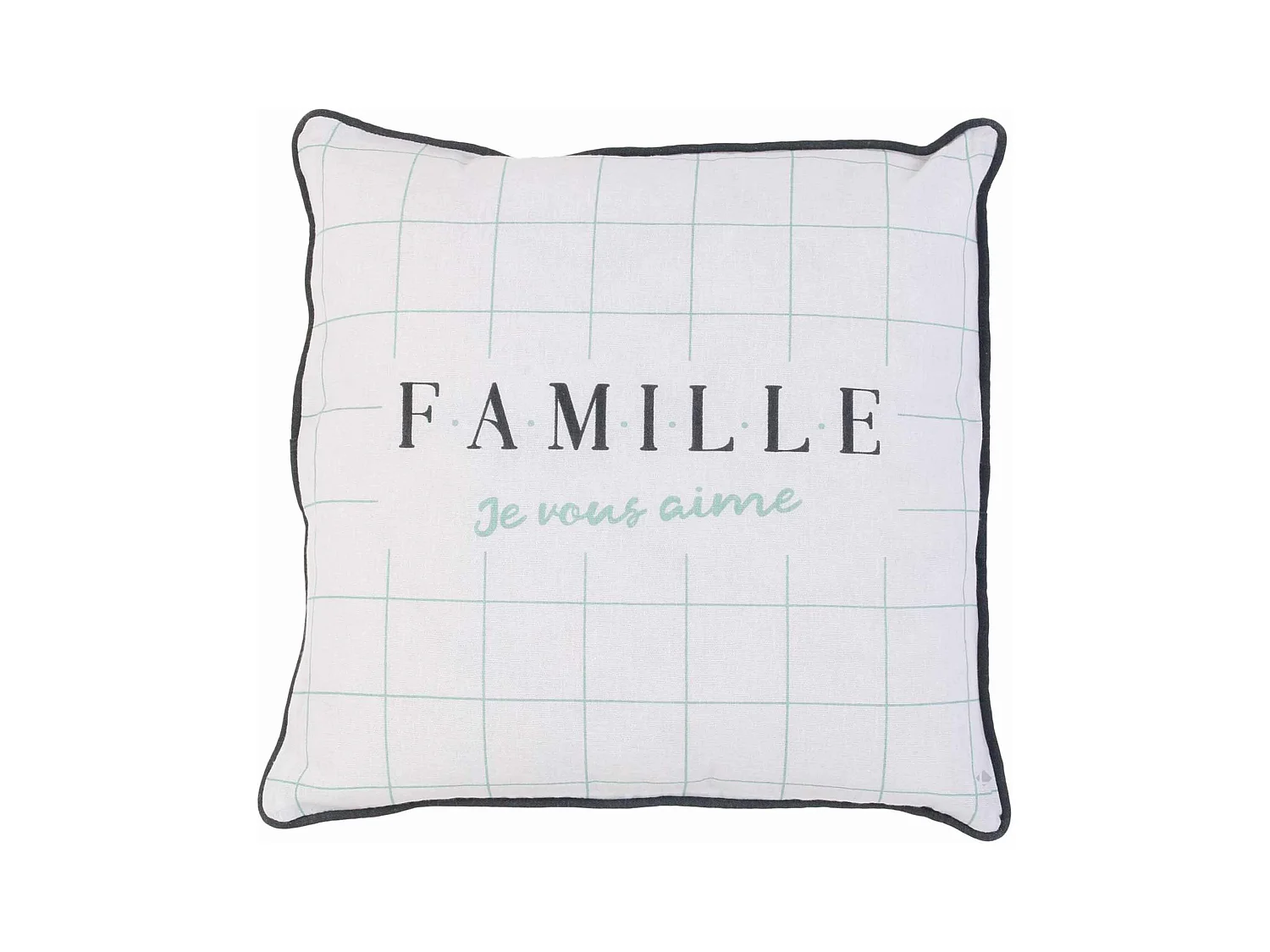 Coussin 40x40 cm EN FAMILLE Noir/Blanc Je vous aime