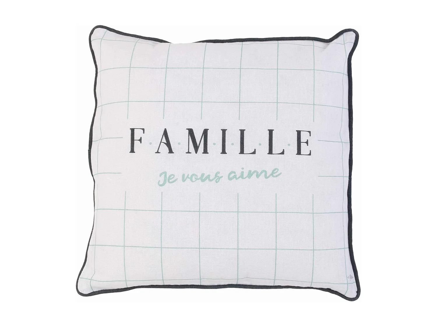 Coussin 40x40 cm EN FAMILLE Noir/Blanc Je vous aime