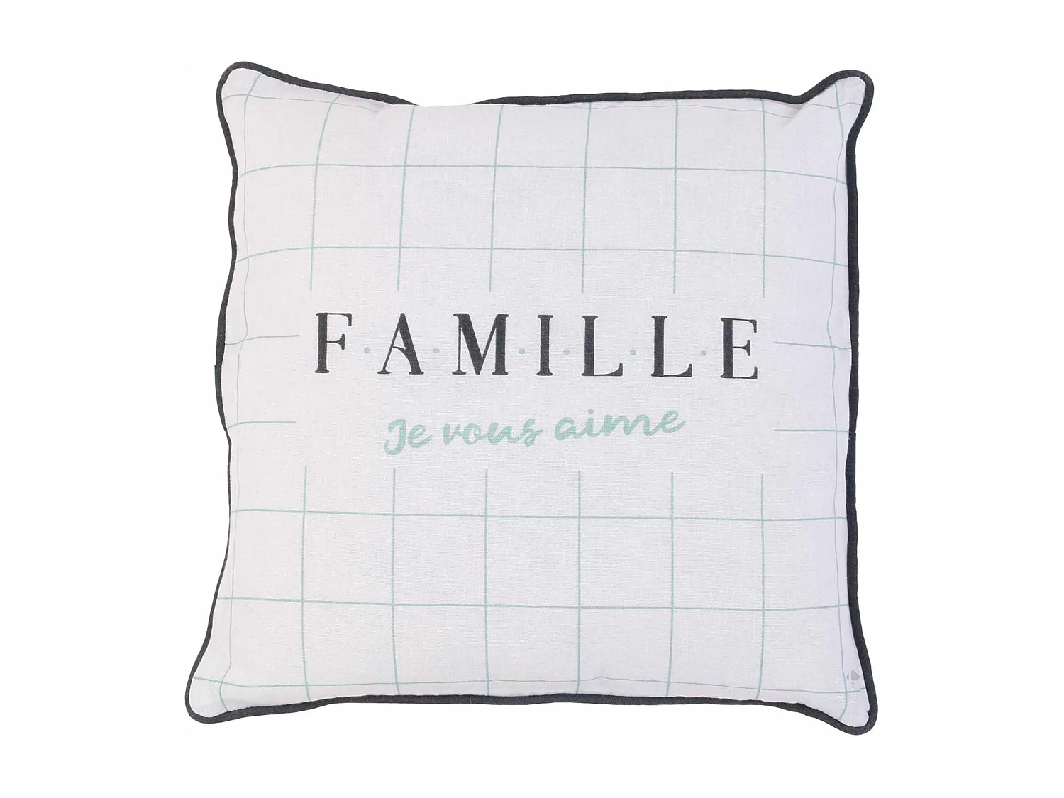 Coussin 40x40 cm EN FAMILLE Noir/Blanc Je vous aime