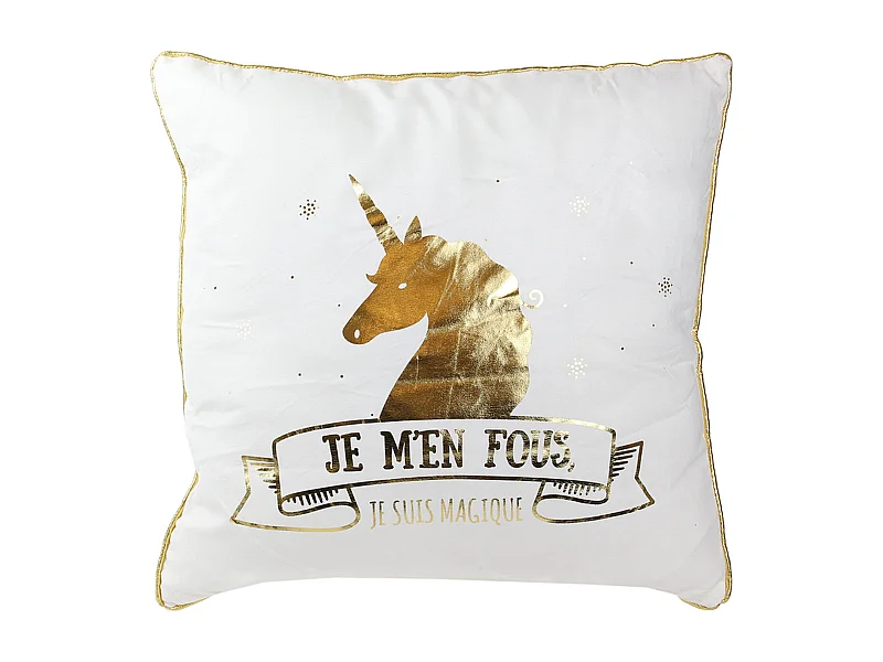 Coussin 40x40 cm LICORNE Or