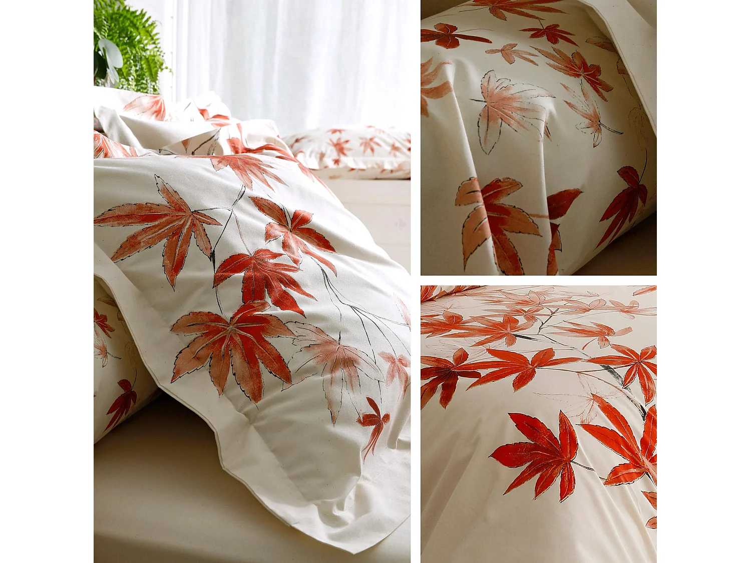 Taie de traversin 140x43 cm coton FANTASQUE écru corail