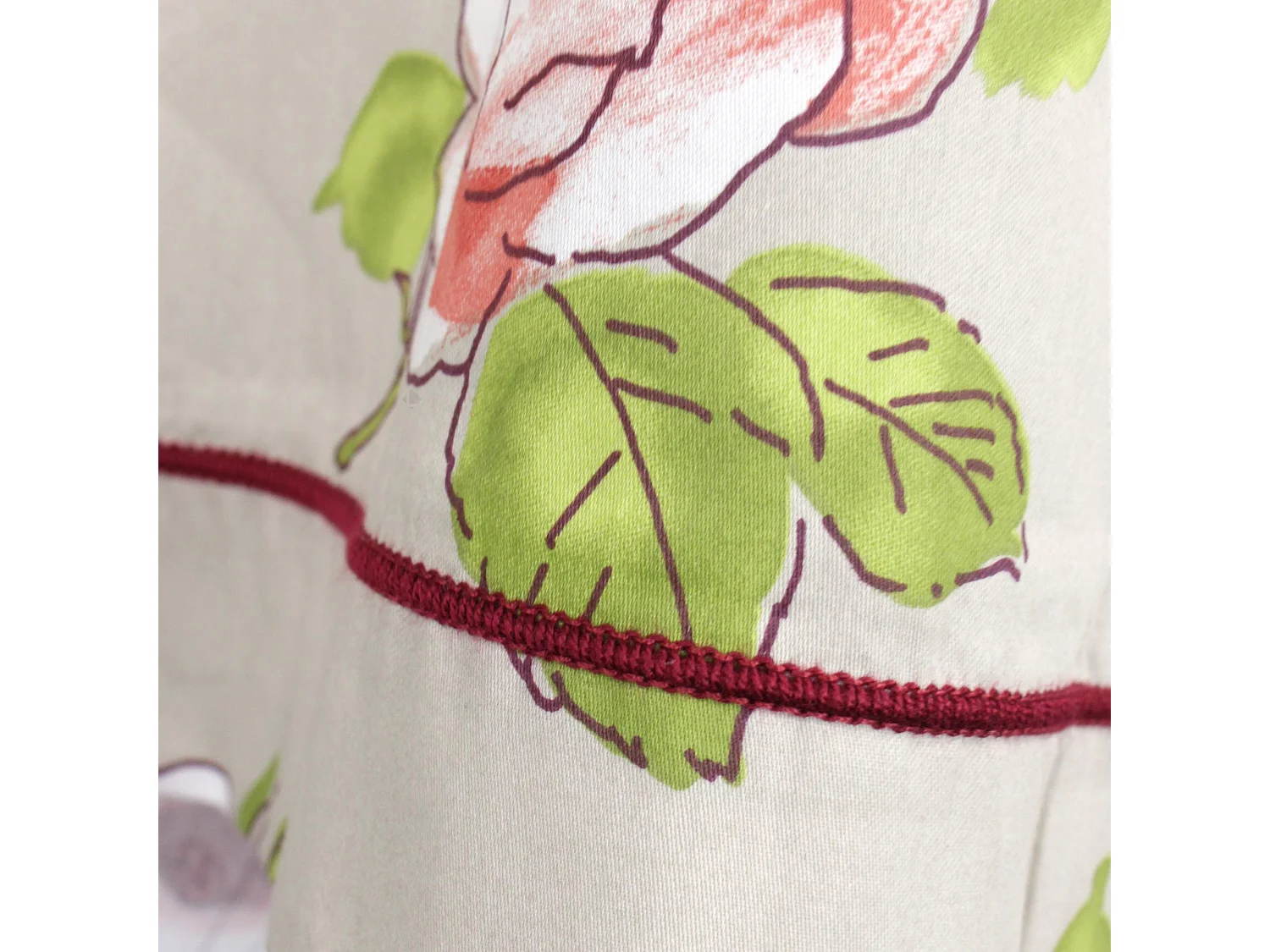 Taie de traversin 140x43 cm satin de coton ROSERAIE beige ficelle