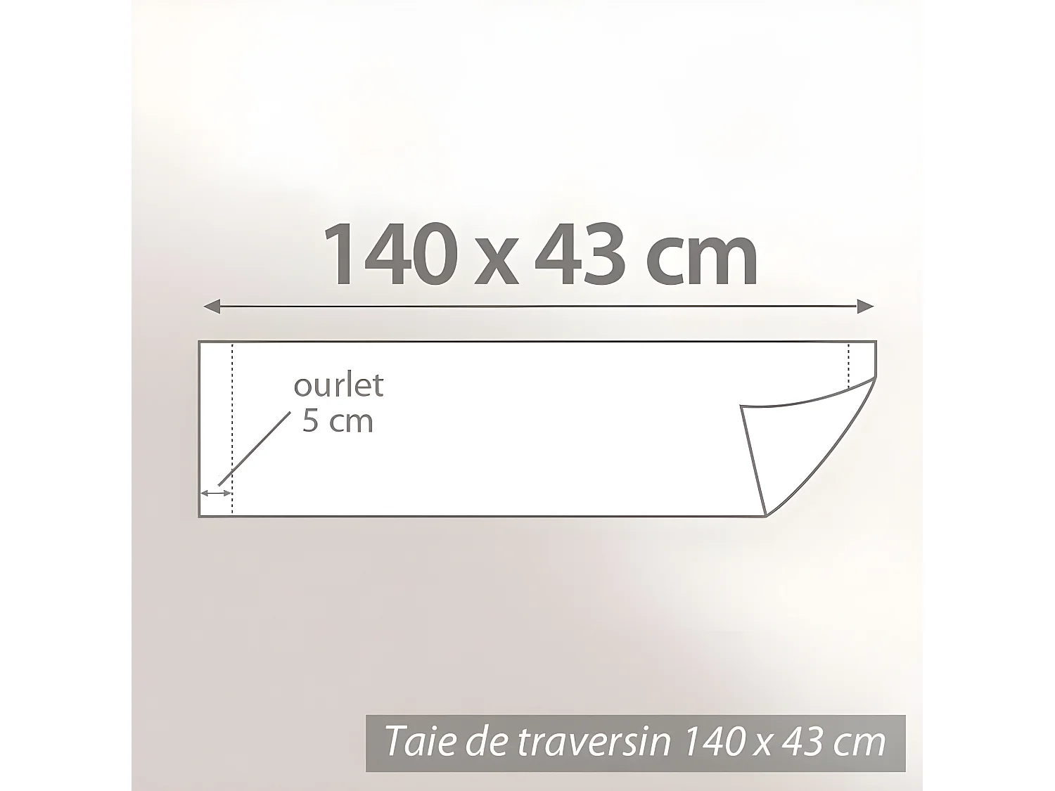 Taie de traversin 140x43 cm satin de coton ROSERAIE beige ficelle